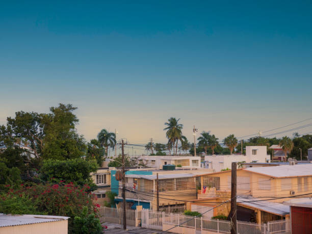 Residential area near Ocean Park in San Juan, during the sunset. streets stock photo