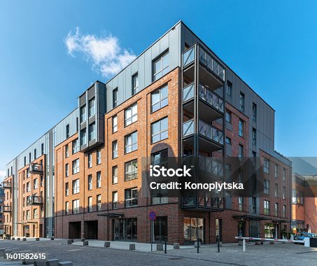 istock Residential buildings in a new city district 1401582615