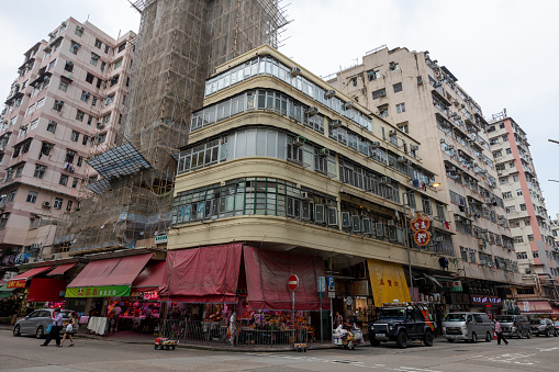 Hong Kong - September 30, 2021 : General view of the To Kwa Wan residential area in Kowloon City District, Hong Kong.