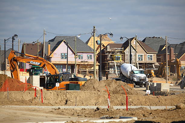 Residential district construction site in Vaughan stock photo