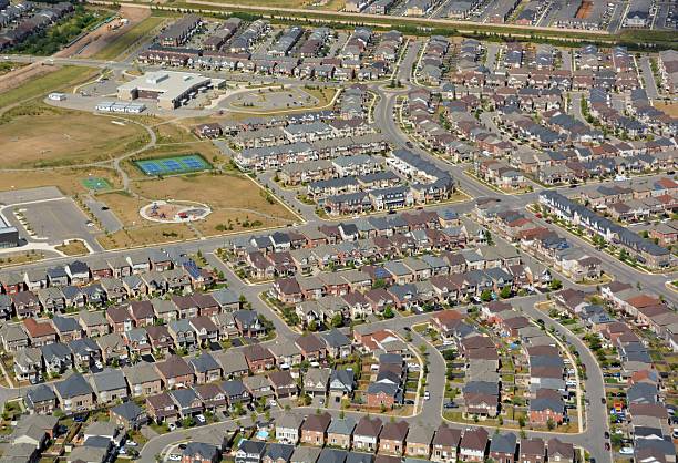 residential district Milton, aerial stock photo