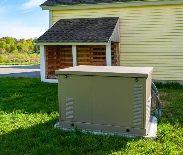 Residential generator Residential standby generator on a concrete pad generator stock pictures, royalty-free photos & images