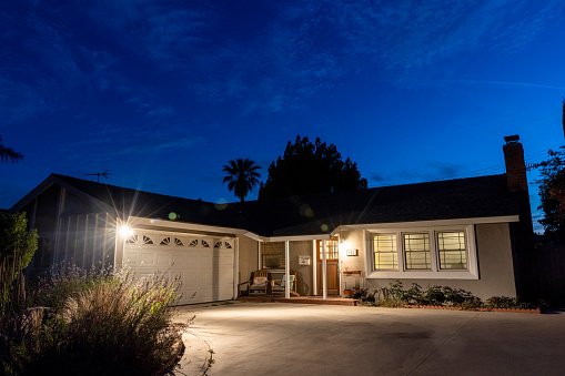 A Residential Home in Southern California at Twilight
