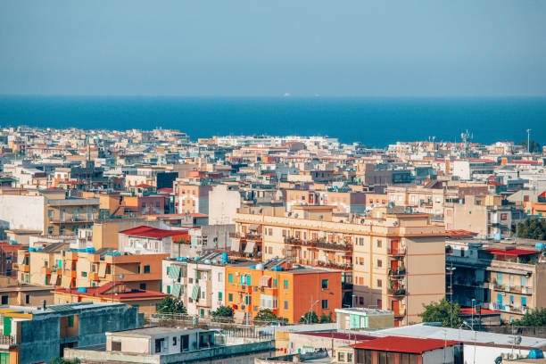 Residential multi-story buildings in Reggio Calabria stock photo
