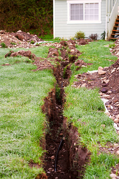 Residential Water Supply Repair Trench stock photo