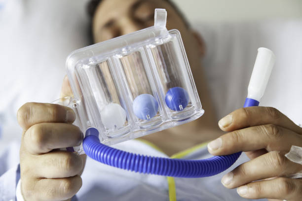 Respiratory therapy patient stock photo