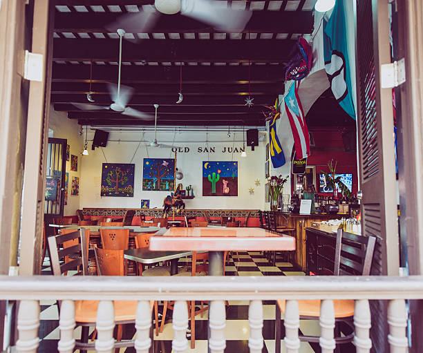 Restaurant interior in Old San Juan, Puerto Rico stock photo