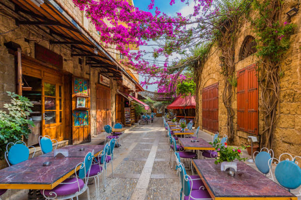 restaurants Old Souk Byblos Jbeil Lebanon stock photo
