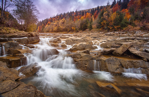 Restless Dangerous Mountain River With Stones The River In The ...