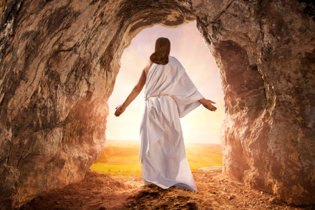 Resurrected Jesus Christ comes from the grave  easter sunday stock pictures, royalty-free photos & images