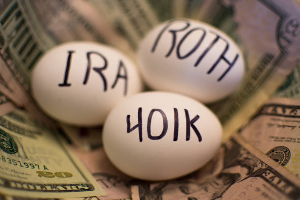 Retirement 401k IRA ROTH Nest Egg 401k IRA ROTH Financial Planning 401k stock pictures, royalty-free photos & images