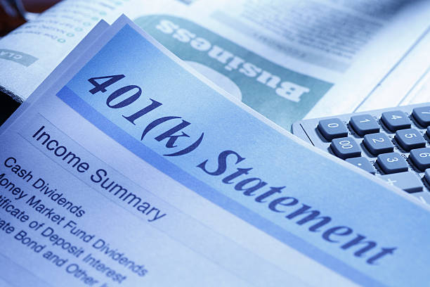Retirerment Account Statement Close up of a 401(k) statement. 401k stock pictures, royalty-free photos & images
