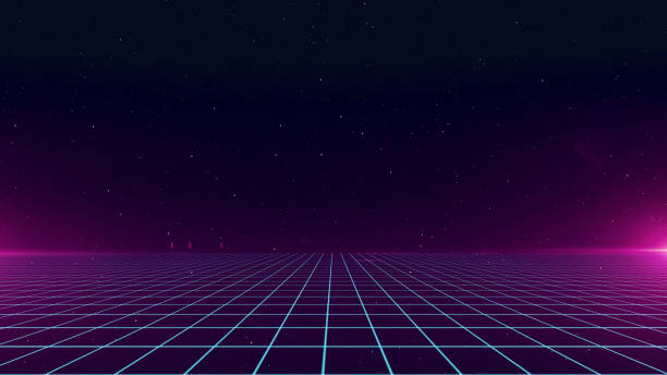 Retro cyberpunk style 80s Sci-Fi Background Futuristic with laser grid landscape. Digital cyber surface style of the 1980`s. 3D illustration Retro cyberpunk style 80s Sci-Fi Background Futuristic with laser grid landscape. Digital cyber surface style of the 1980`s. 3D illustration cyberpunk stock pictures, royalty-free photos & images