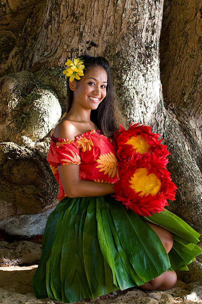 retro hula girl stock photo