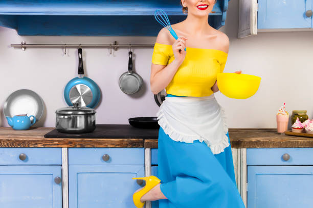 Apron Domestic Kitchen High Heels Housework Stock Photos 