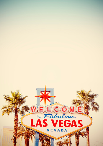 Retro stylized Welcome To Las Vegas Sign with copy space.