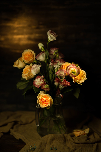 retro-style still life: flower and vase, studio shot