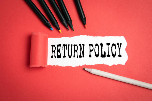 Return policy. online store orders, company policies and good service concept Return policy. online store orders, company policies and good service concept. Text under torn paper returning stock pictures, royalty-free photos & images