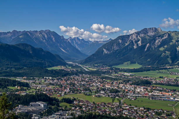 Reutte in Tyrol Depth look  of Reutte  the main town of the Landscape Ausserfern lechtal alps stock pictures, royalty-free photos & images