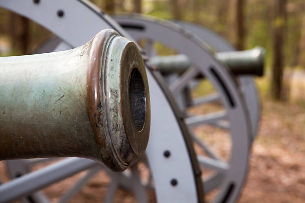 Revolutionary War Cannon Close up view of a Cannon used at the Battle of Guilford County Courthouse in Greensboro, North Carolina. american revolution stock pictures, royalty-free photos & images