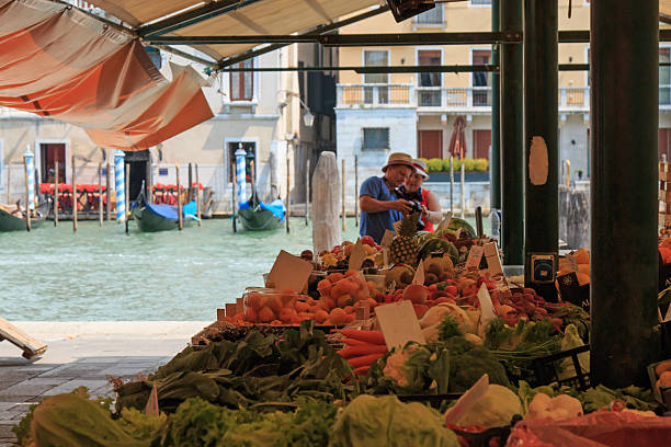 Rialto market of Venice. stock photo