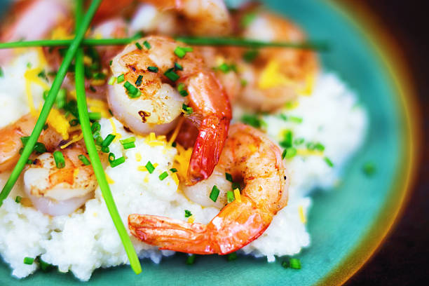 rice with shrimps stock photo