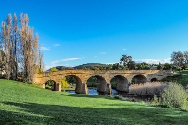 Richmond Bridge is the oldest stone span bridge of Australia in Tasmania. stock photo