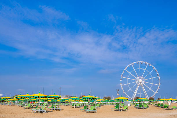 Rimini, Beach & Ferris Wheel (Emilia-Romagna, Italy) stock photo