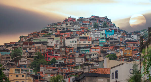 Rio de Janeiro downtown and favela stock photo