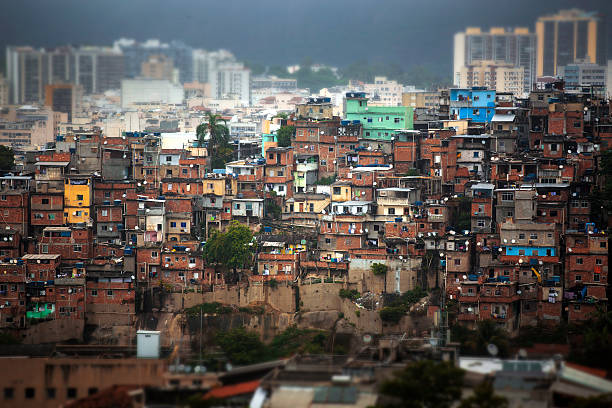 Rio de Janeiro downtown and favela. stock photo