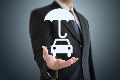 Risk Car Insurance Protection Umbrella Stock Photo - Download Image Now - iStock