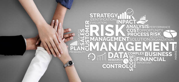 Risk Management and Assessment for Business Risk Management and Assessment for Business Investment Concept. Modern graphic interface showing symbols of strategy in risky plan analysis to control unpredictable loss and build financial safety. risk stock pictures, royalty-free photos & images