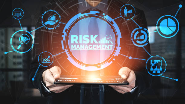 Risk Management and Assessment for Business Risk Management and Assessment for Business Investment Concept. Modern graphic interface showing symbols of strategy in risky plan analysis to control unpredictable loss and build financial safety. risk stock pictures, royalty-free photos & images