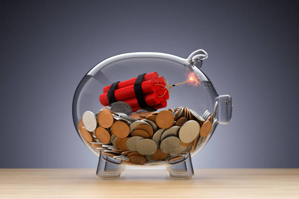 risico op besparingen - geldstress stockfoto's en -beelden