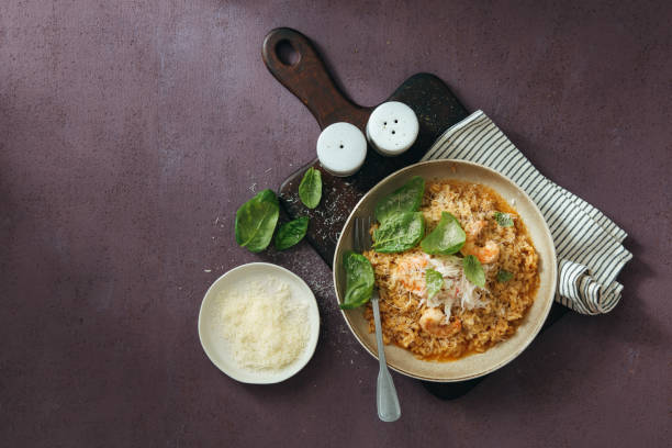 Risotto with Crab Meat and Shrimps stock photo