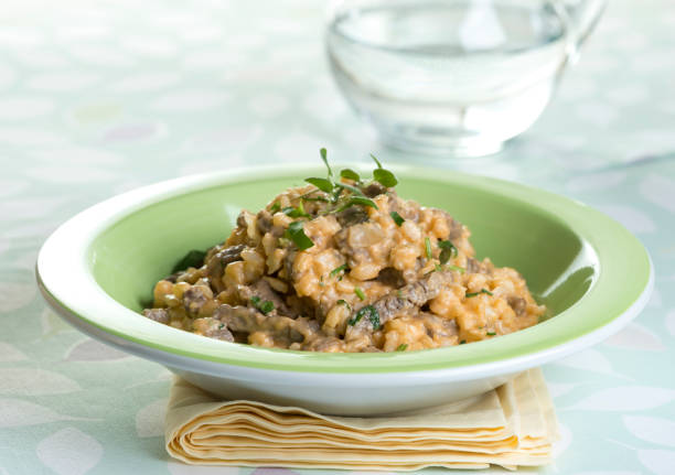 risotto with meat stock photo