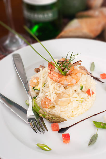 risotto with seafoods stock photo