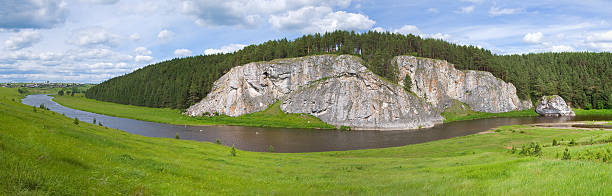 River and the rock | Panorama stock photo