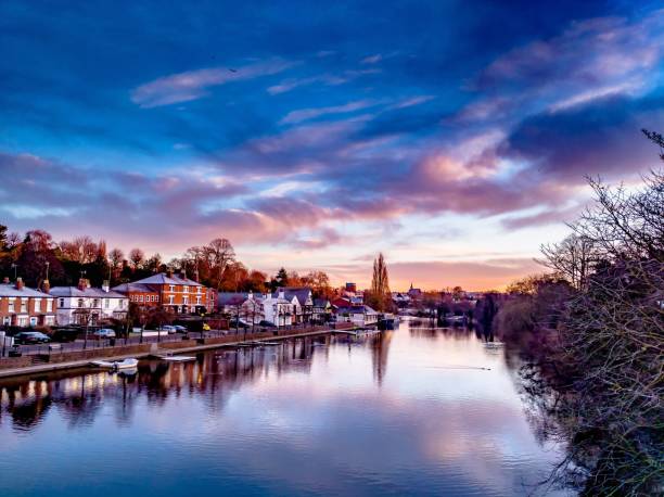 River Dee Chester sunrise Image of the River Dee in Chester at sunrise Ideal image for a medium size wall print and wallpaper. cheshire england stock pictures, royalty-free photos & images