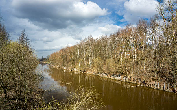 River in spring stock photo