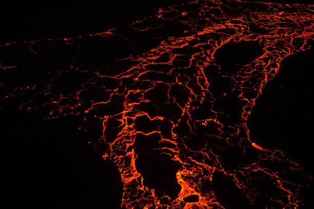 A river of lava stock photo