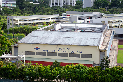 Singapore, Singapore - November 8, 2021: Elevated view of River Valley High School in Boon Lay.