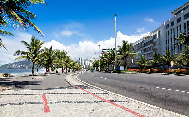 Road by Ipanema Beach in Rio de Janeiro stock photo