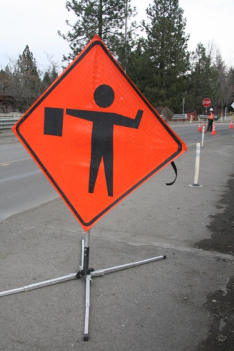 Road Construction Flagger Stock Photo - Download Image Now - iStock