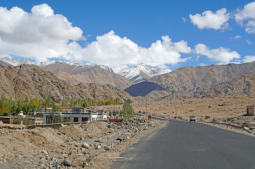 Road on the way go to pangong lake  in Leh Ladakh , Jammu Kashmir India