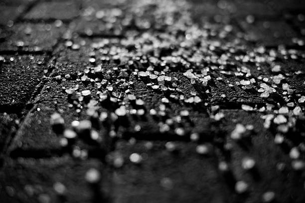 Road Salt in Black & White stock photo