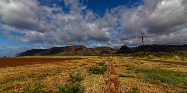 Road to Barking sands Missile range area south Kauai, Hawaii stock photo