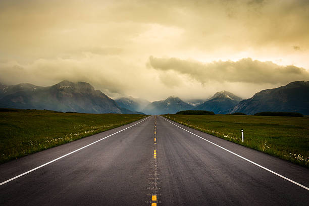 Road trip in Canada to Waterton Lakes National Park stock photo
