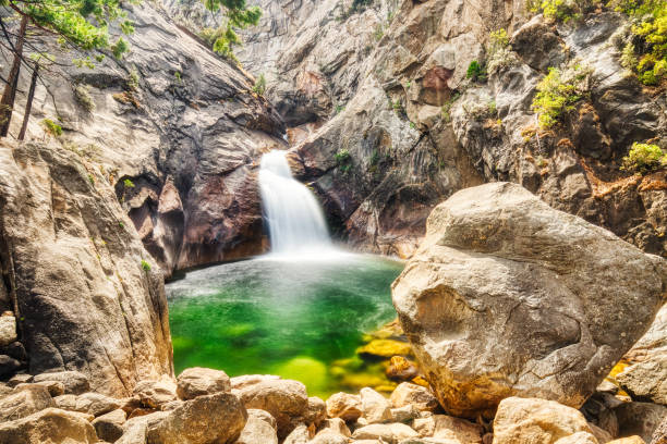 Roaring River Falls in the Kings Canyon National Park, California, USA stock photo