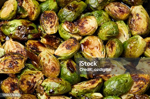 istock Roasted Brussel sprouts in cast iron pan 1304776163